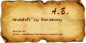 Andaházy Barakony névjegykártya